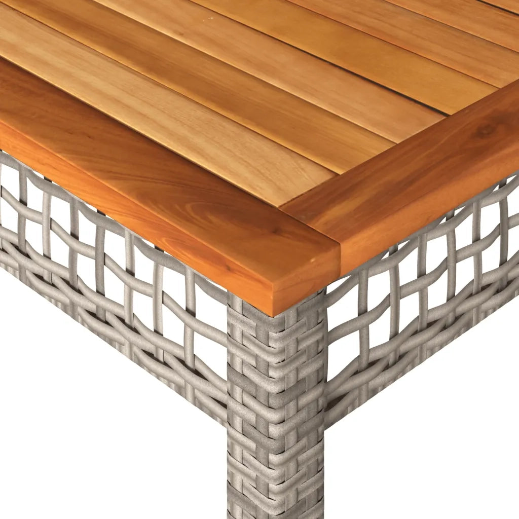 Tavolo da Giardino | Tavolino da esterno Grigio 140x80x75cm Polyrattan e Legno Acacia