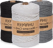 Rete in cotone di macramé premium per decorazione di casa, 4 strati, 200m x 3mm, nero