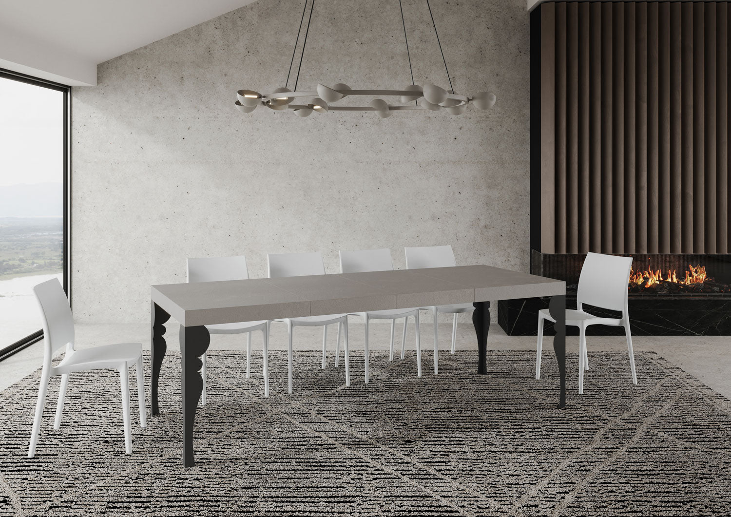 Tavolo Allungabile 120/380x90 cm Paxon Premium Cashmere Gambe Antracite