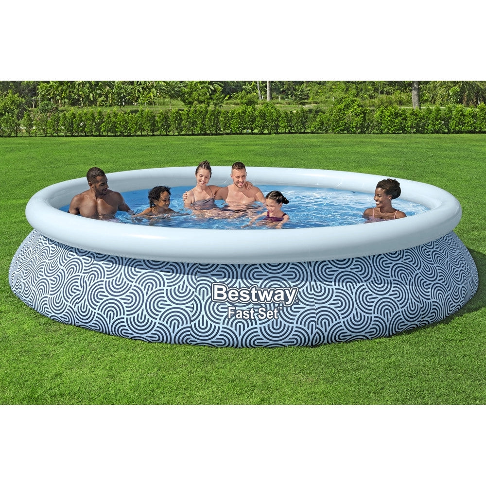 Trade Shop - Piscina Fuori Terra Fast Set Con Pompa Filtro ø457x84cm Design Geometrico Rotonda 57313 -