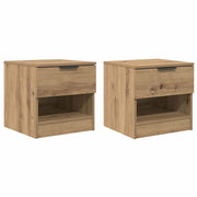 Comodino moderno con cassetto contenitore 40 x 39 x 40 cm stile rustico legno di rovere ingegnerizzato realizzato artigianalmente 02_0052670