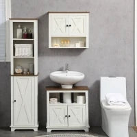 kleankin Mobile Bagno Sotto Lavabo con Armadietto a 2 Ante e Ripiano Aperto, in Truciolato, 60x30x60 cm