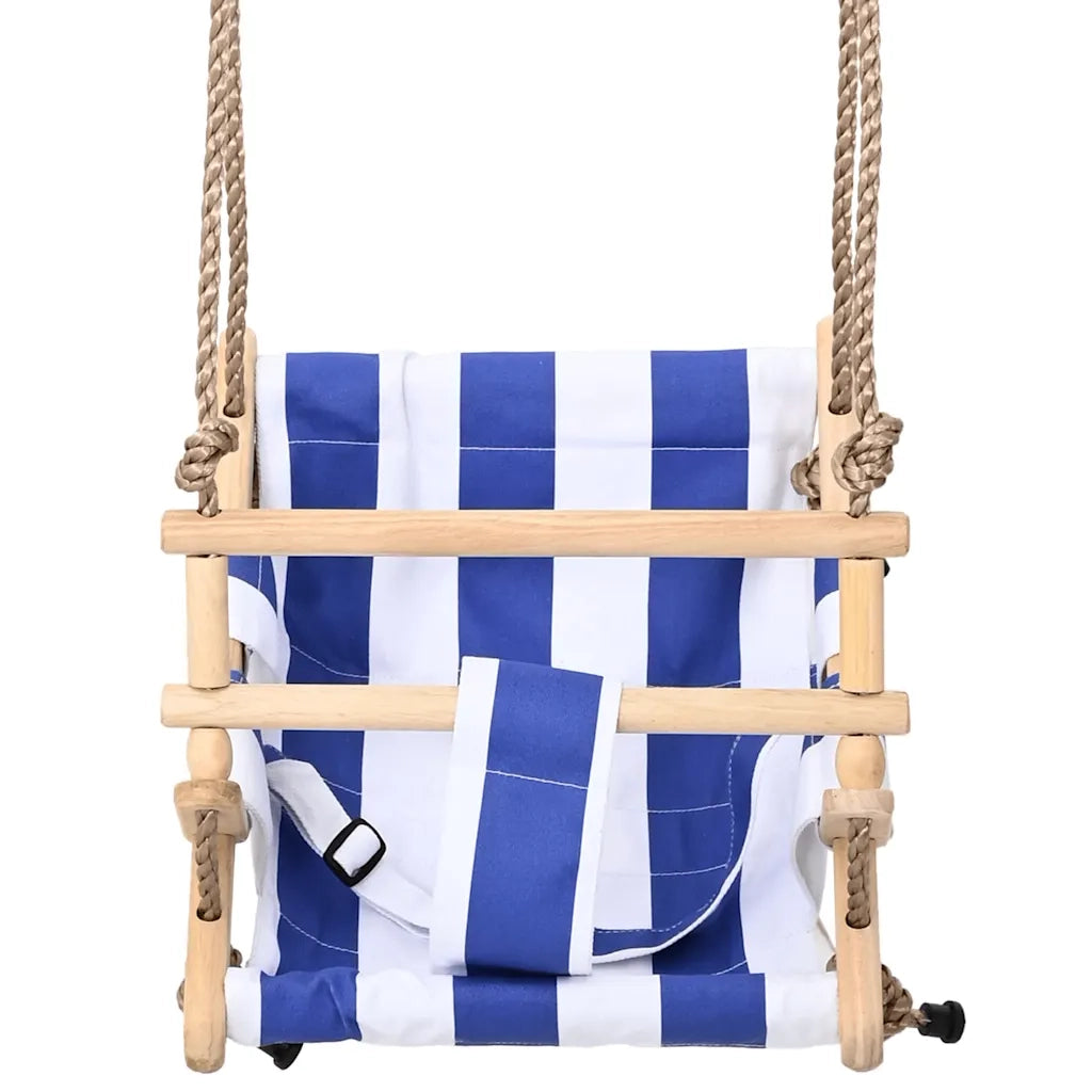Altalena per Bambini con Cintura di Sicurezza Cotone Legno Blu CFW6828588