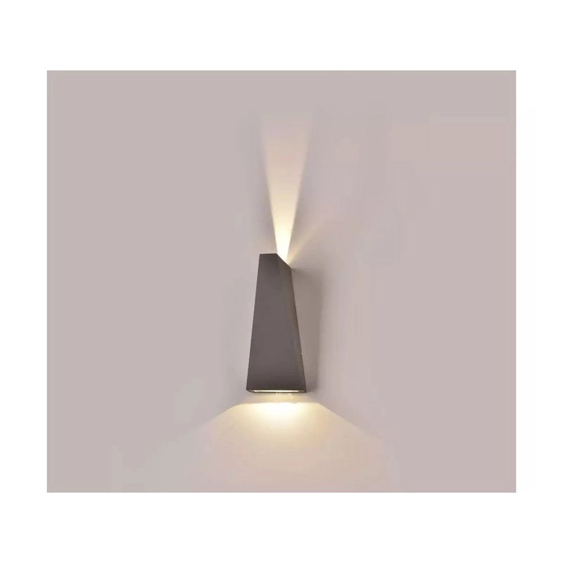 Applique Lampada LED da Muro Piramide 6W 3000K Carcassa Grigia Doppio Fascio Luminoso Up-Down IP65 SKU-8299