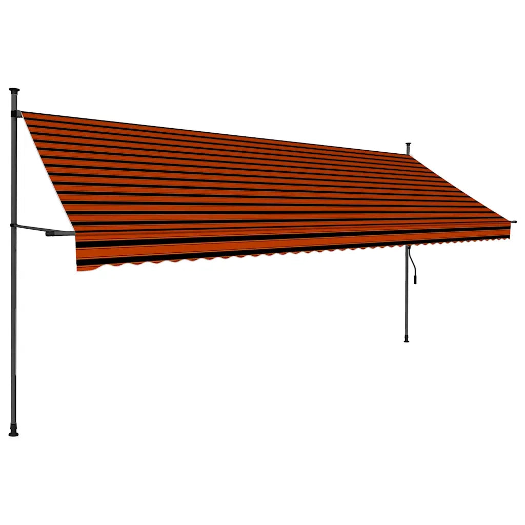 Tenda da Sole Retrattile Manuale LED-Tenda parasole per Patio 400 cm Arancione e Marrone