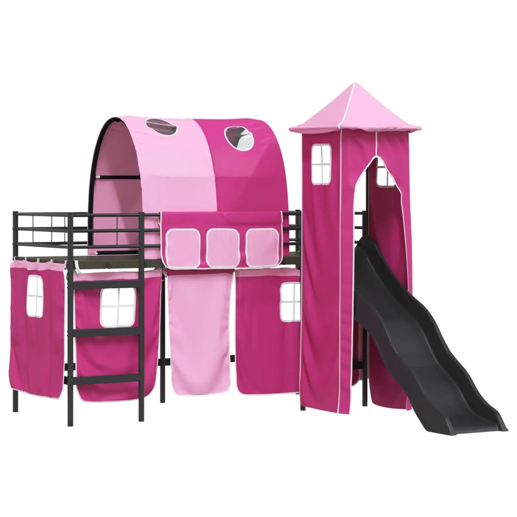 Struttura del letto loft per bambini Nero e rosa 75 x 190 cm
