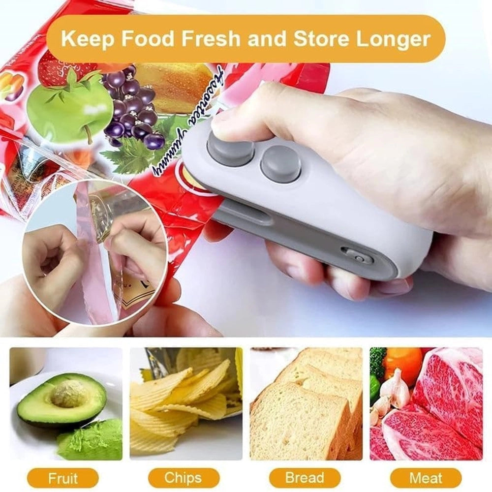 Trade Shop - Mini Sigillante 2 In 1 Usb Ricaricabile Portatile Per Sigillare Sacchetti Alimenti -
