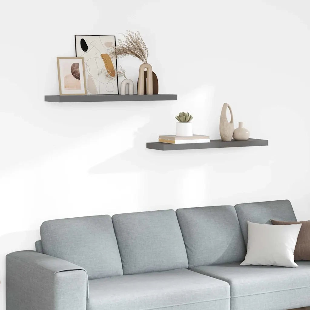 Scaffali a Parete 2 pz Grigio Lucido 90x23,5x3,8 cm in MDF cod mxl 42970