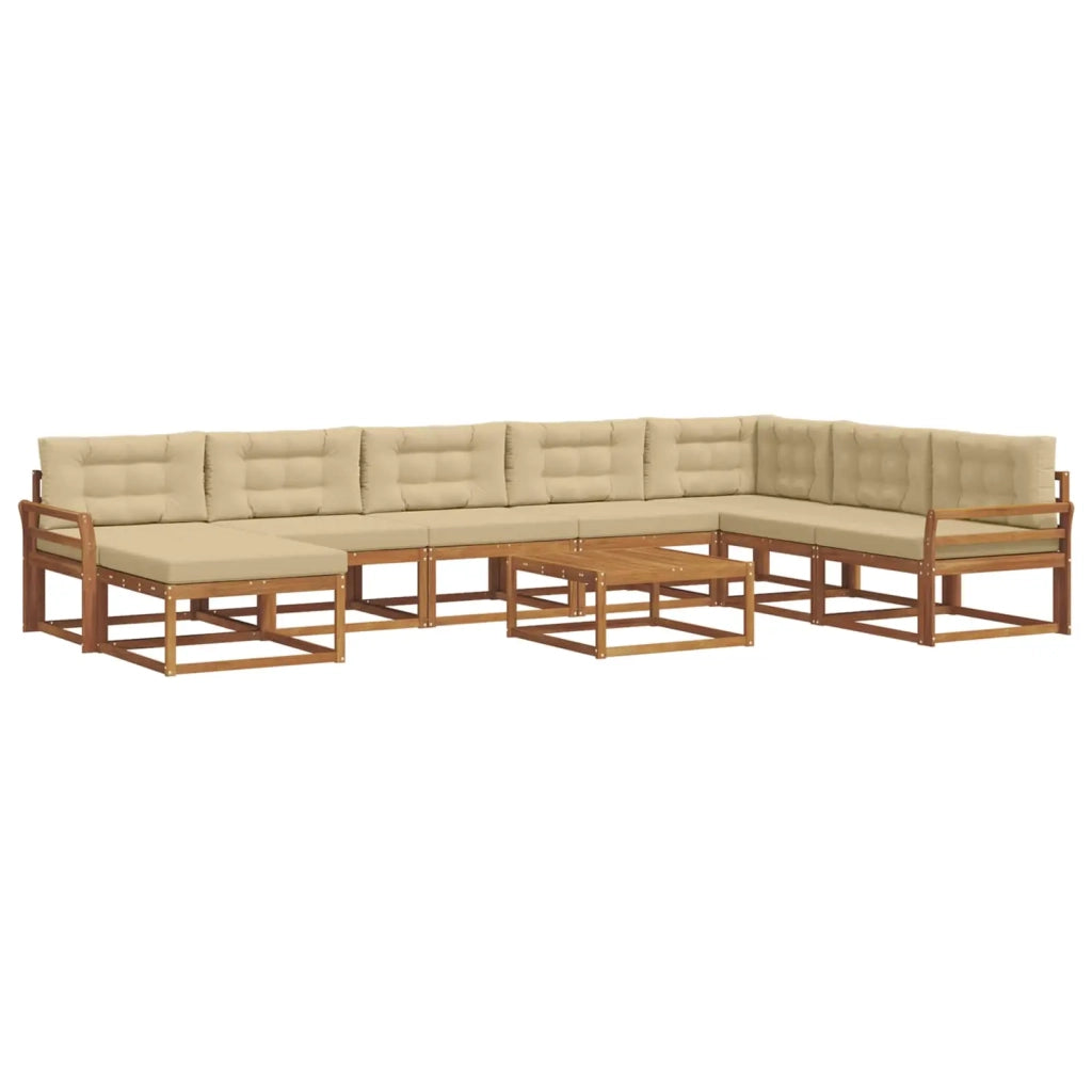 Set di divani da esterno con cuscino 9 pcs Naturale e Beige