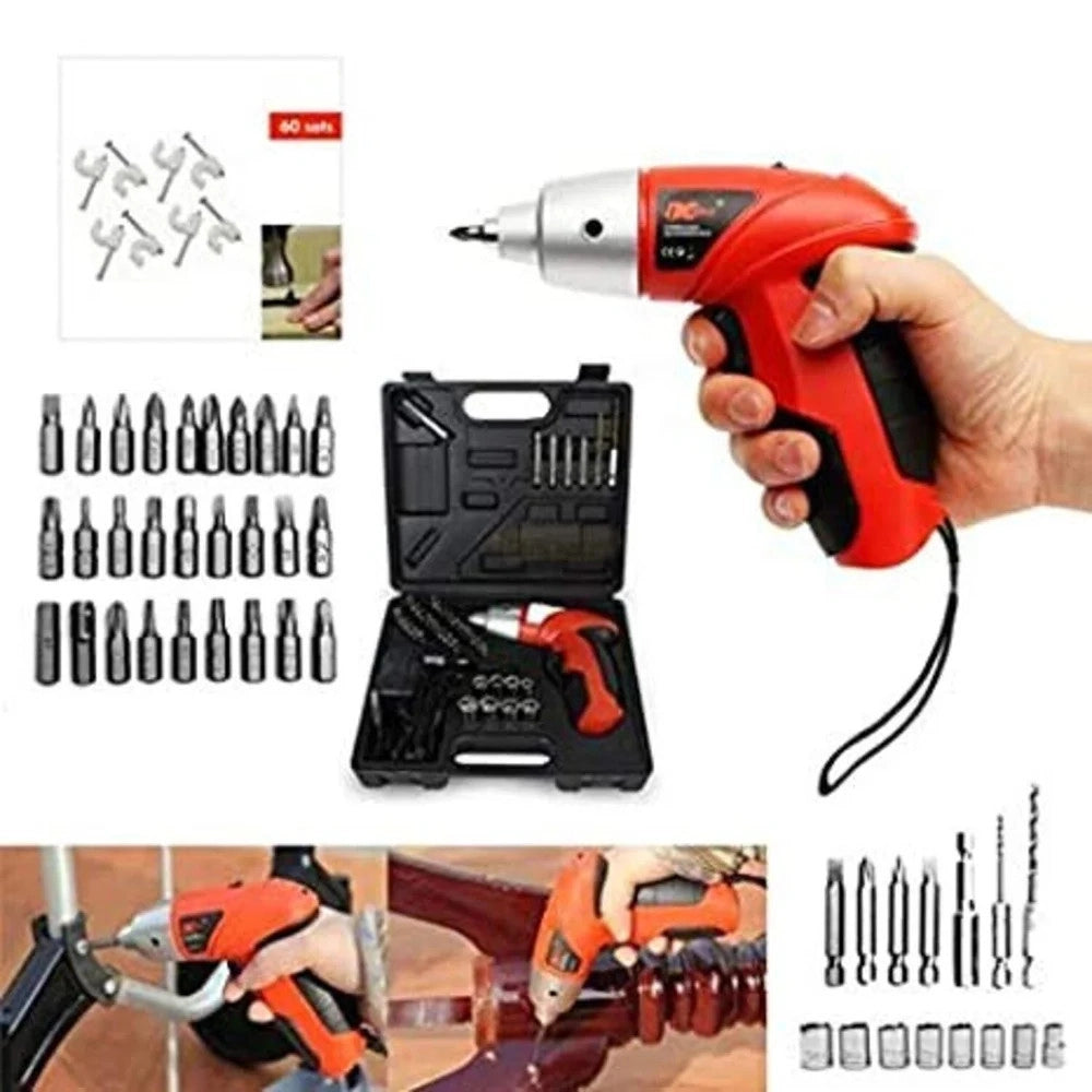 Trade Shop - Avvitatore Cacciavite Elettrico A Batteria Trapano Con 38 Punte E Torcia Led -