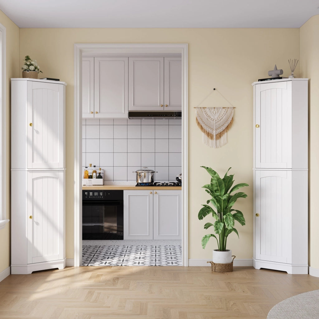 Mobile angolare con 2 ante e ripiani regolabili; salvaspazio per cucina; soggiorno o sala da pranzo; 42×42×166 cm