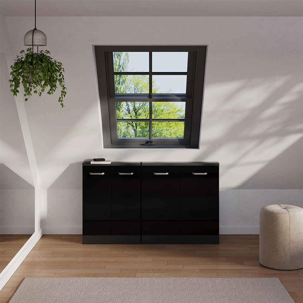 Set di mobili sottotetto Rion Nero lucido/Antracite Set di 2 Vicco