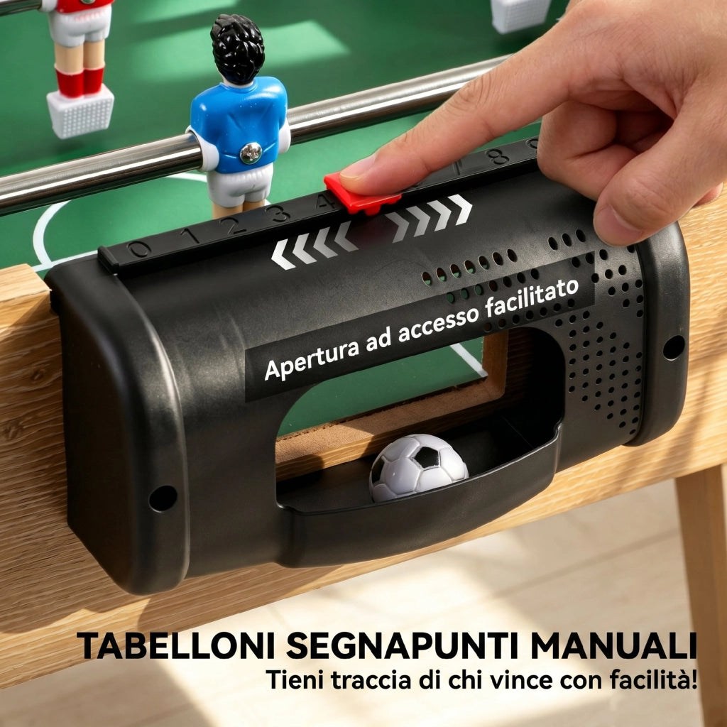 Calcio Balilla Tavolo da Gioco 121x87x 77 cm 22 Giocatori Segnapunti Manuali Legno Naturale Verde