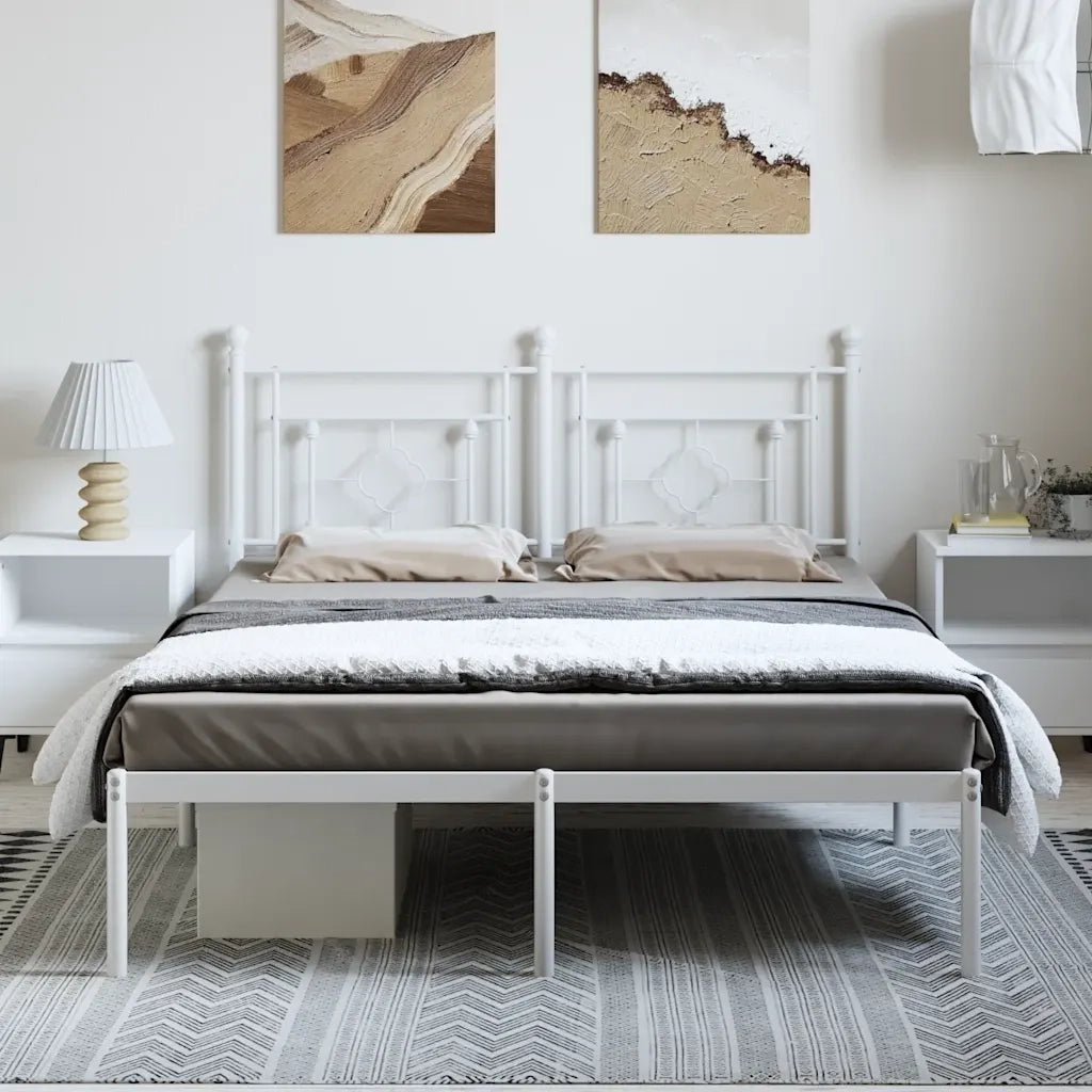 Giroletto con Testiera Metallo Bianco 193x203 cm 374394