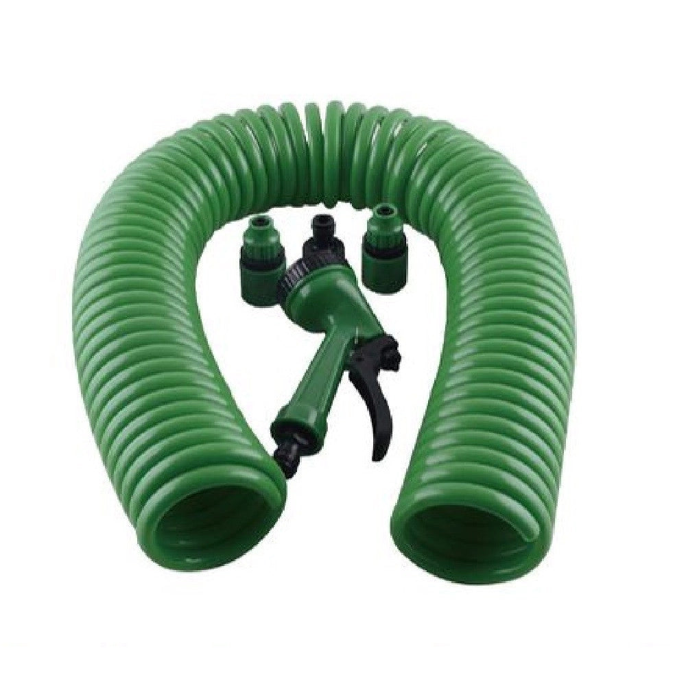 Trade Shop - Tubo Flessibile Spirale Molla 7.5mt Con Pistola Innaffiare Giardino Pompa 57517 -