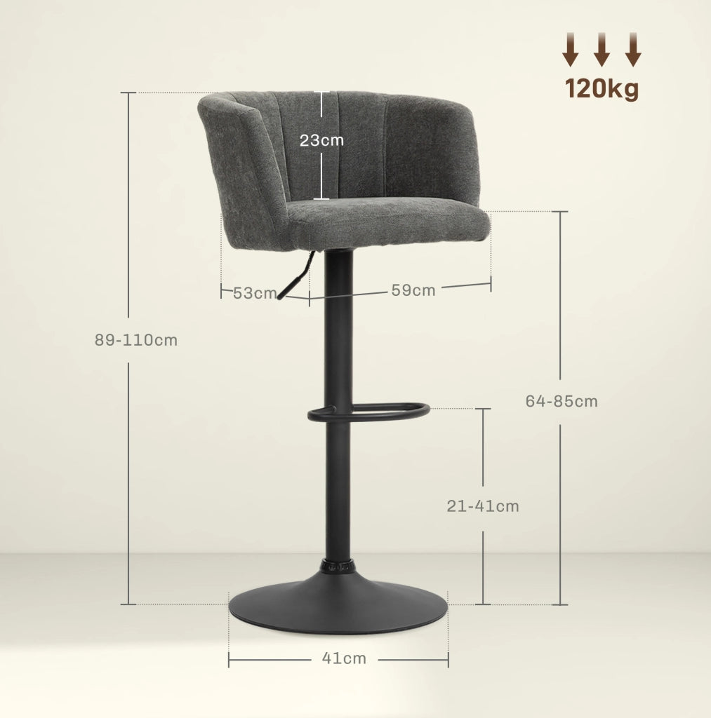 Set di 2 sgabelli da bar girevoli grigio scuro
