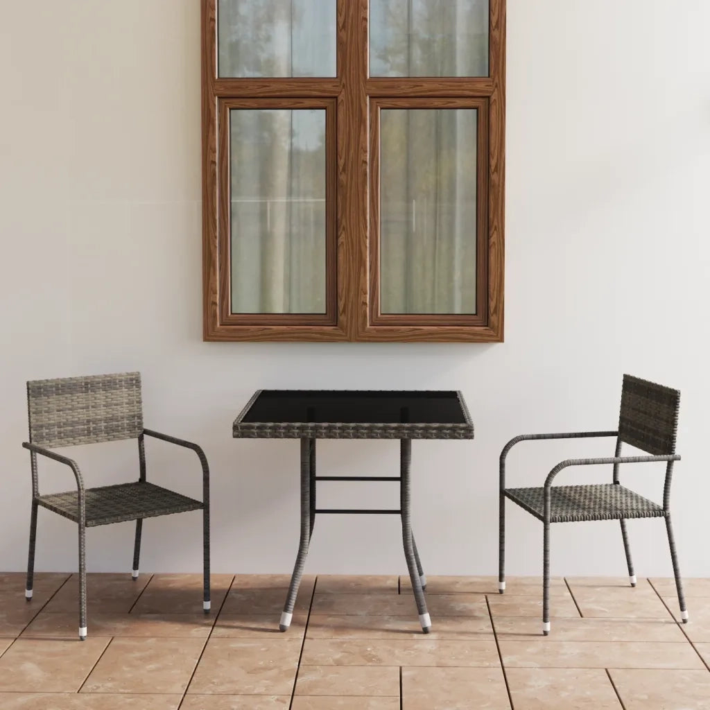Set da Pranzo per Giardino 3 pz in Polyrattan Antracite Grigio cod mxl 36436