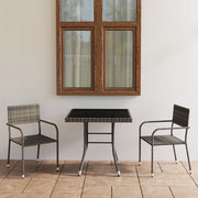 Set da Pranzo per Giardino 3 pz in Polyrattan Antracite Grigio cod mxl 36436
