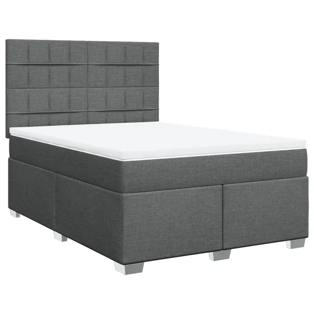 Giroletto a Molle con Materasso Grigio Scuro 140x190 cm Tessuto