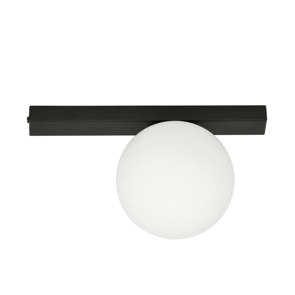 Lampada a plafone FIT in metallo nero e vetro opalino