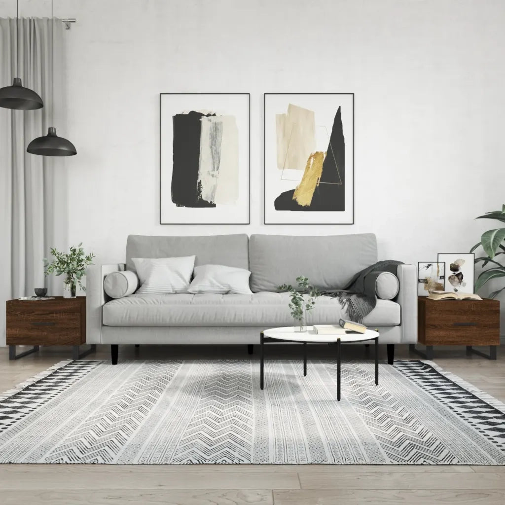 2 pz Tavolini salotto | Tavolino da caff¨¨ | Tavolino da Soggiorno Rovere Marrone 50x50x40 Legno Multistrato