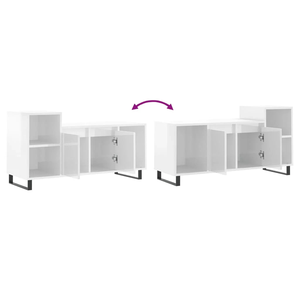 Mobile TV multimediale mensola TV credenza TV sala da pranzo soggiorno camera da letto finitura lucida 100 x 35 x 55 cm legno ingegnerizzato bianco 02_0026982