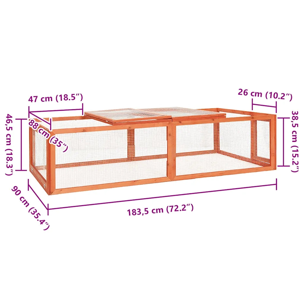 Conigliera 183x90x46,5 cm in Legno Massello di Abete 170877