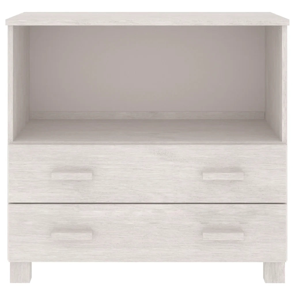 Credenza HAMAR Bianca 85x35x80 cm in Legno Massello di Pino 340497