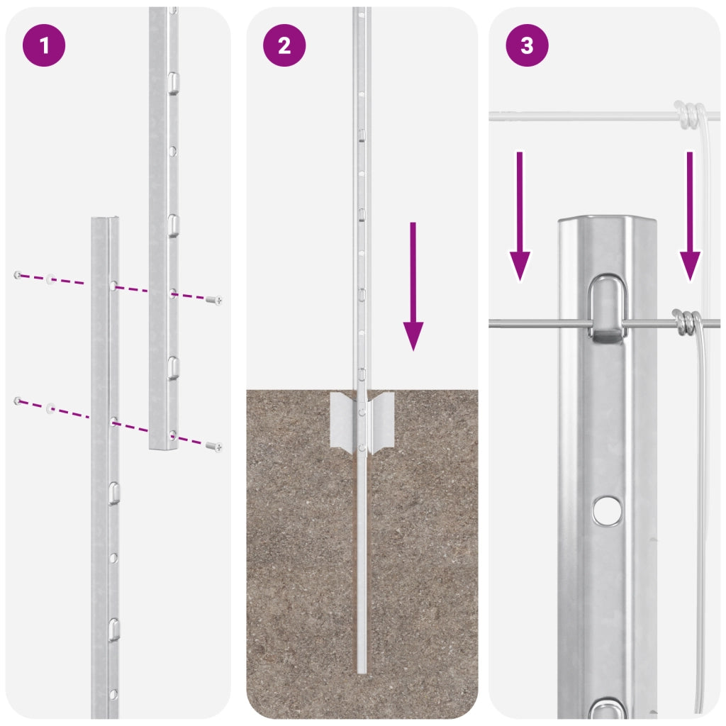 Post per Recinzione  22 pcs U-Channel 140 cm Acciaio Zincato