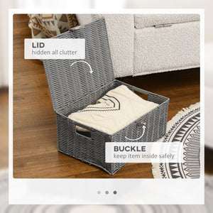 Set 3 Cesti Portaoggetti in Vimini PP e Polipropilene Grigio