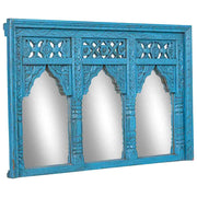 Specchio in legno blu 93x7x63 cm