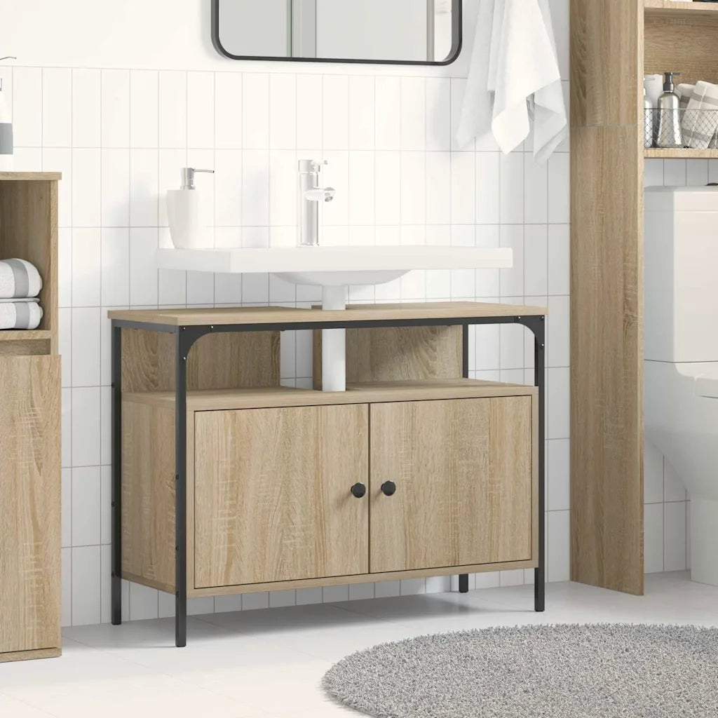 Armadio per Lavabo da Bagno-Armadietto da bagno-Mobiletto da bagno con porta Marrone 80 x 30 x 60 cm