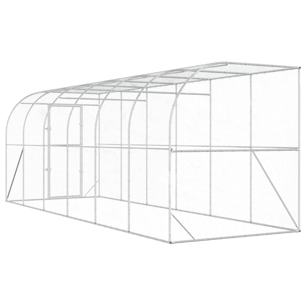 Gabbia per Polli Contro il Muro Argento 600 x 150 x 215 cm 3434732