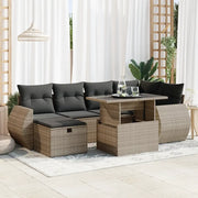 Set Divani da Giardino 7 pz con Cuscini Grigio in Polyrattan 3327900