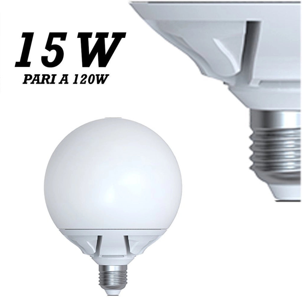 Trade Shop - Lampada Led 15w Watt E27 Bianco Caldo Freddo Sfera Opaca Globo -