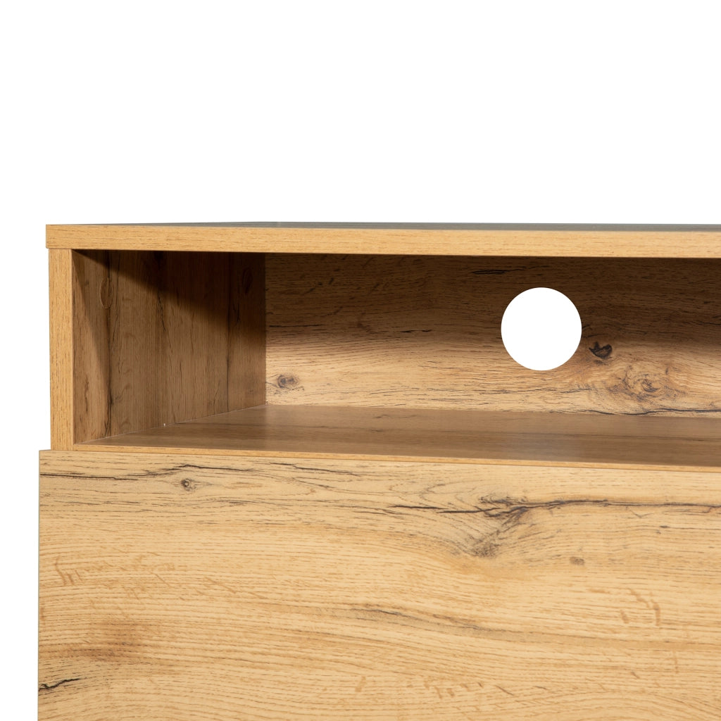 Mobile TV con 2 Ante e 2 Cassetti; Push-Open; Stile Moderno; Soggiorno; in MDF e Metallo; 180¡Á38¡Á50 cm; Nero