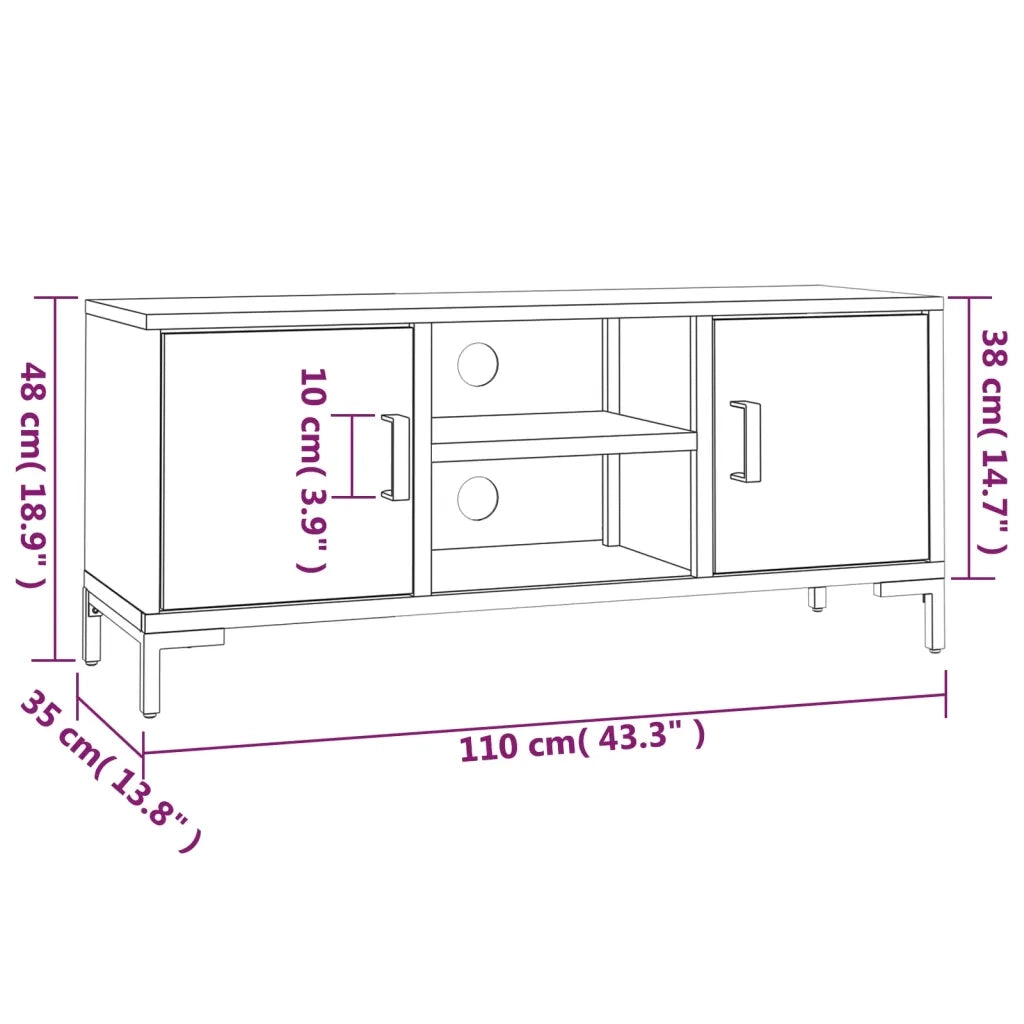 Mobile TV Marrone 110x35x48 cm Legno Massello di Pino Riciclato cod mxl 10110