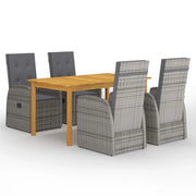 Set Mobili da Pranzo per Giardino 5 pz Grigio cod mxl 41566