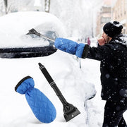 Schrappatore auto con guantone - impermeabile - retrattile - sciabordante neve - manubrio antiscivolo - blu - 41-56 cm