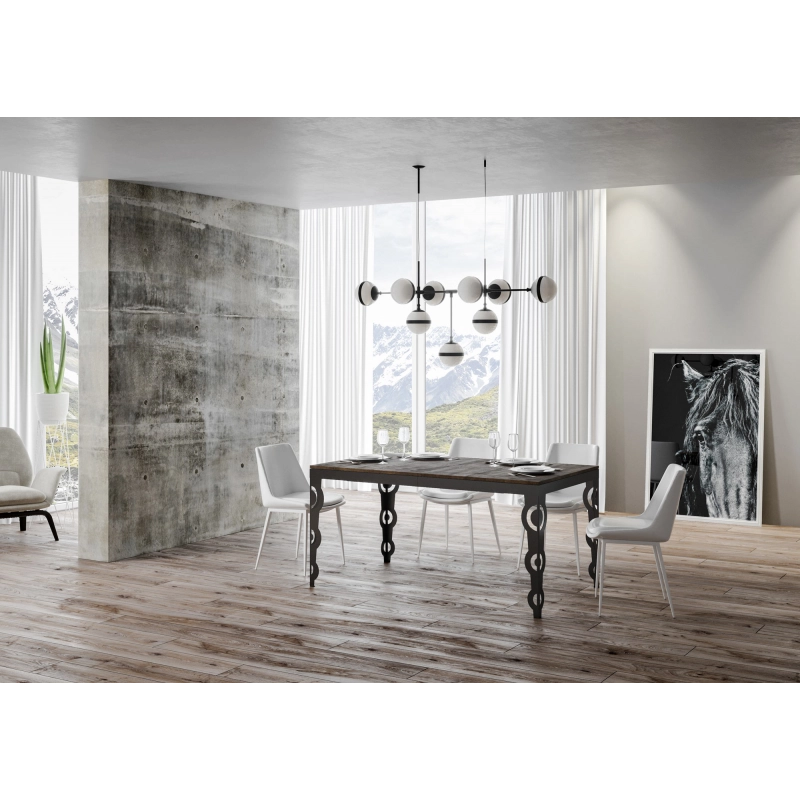 Tavolo allungabile 90x180/440 cm Karamay Evolution telaio Antracite - Noce