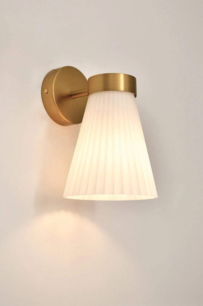 Lampada a Sospensione BEA Rossini Group 28cm - Vetro Bianco Satinato Plissettato, Attacco E27, Struttura Oro IP20, Classe I - Illuminazione