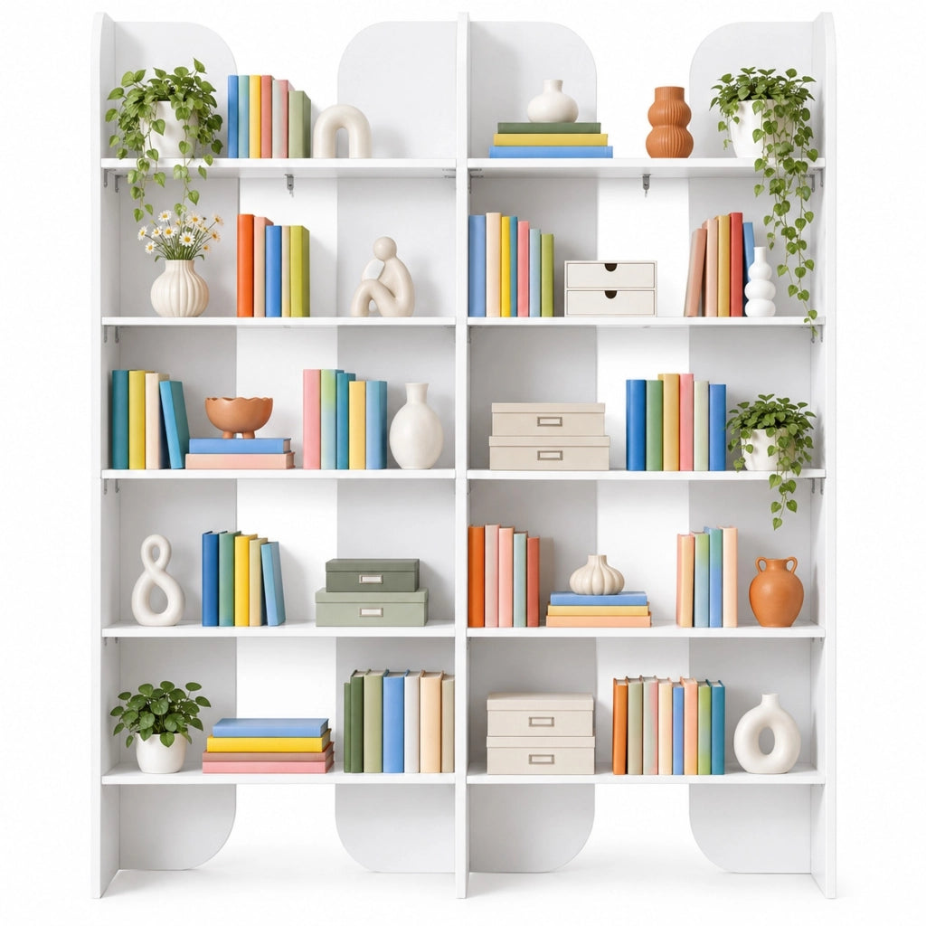 Libreria 135x25x160 cm bianca in pannelli di particelle, 5 ripiani aperti