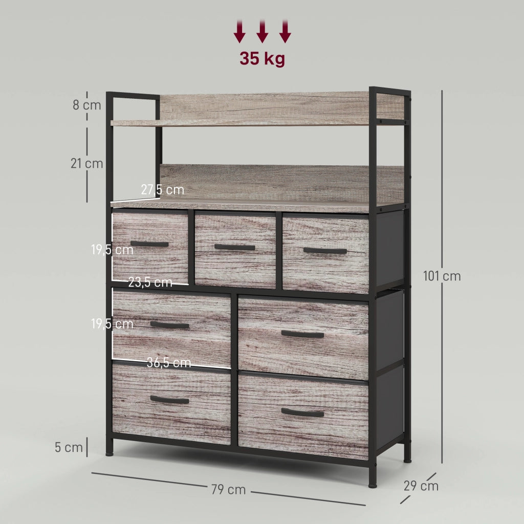 Cassettiera 7 Cassetti Tessuto ¨C Zephmum ¨C Grigio