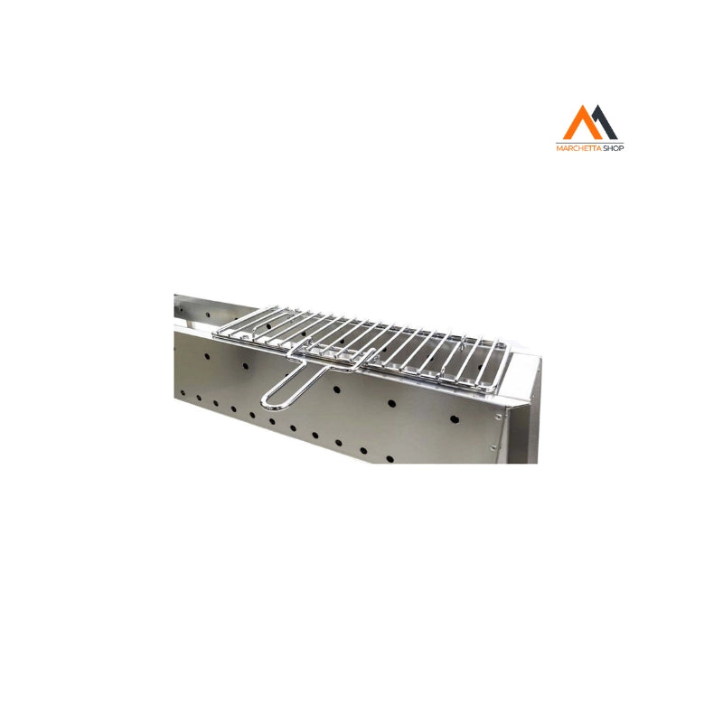 GRIGLIA IN FERRO CROMATA CON MANICO 370X130 MM
