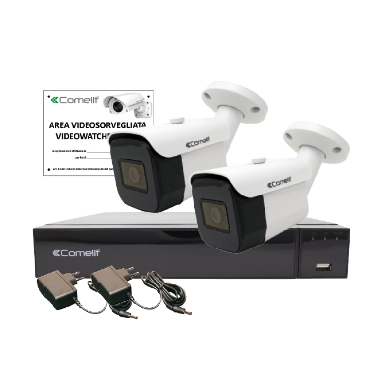KIT 4 CANALI VIDEOSORVEGLIANZA AHD 4K XVR HDD 1TB+2 TELECAMERE BULLET 4K 3.6MM COMELIT