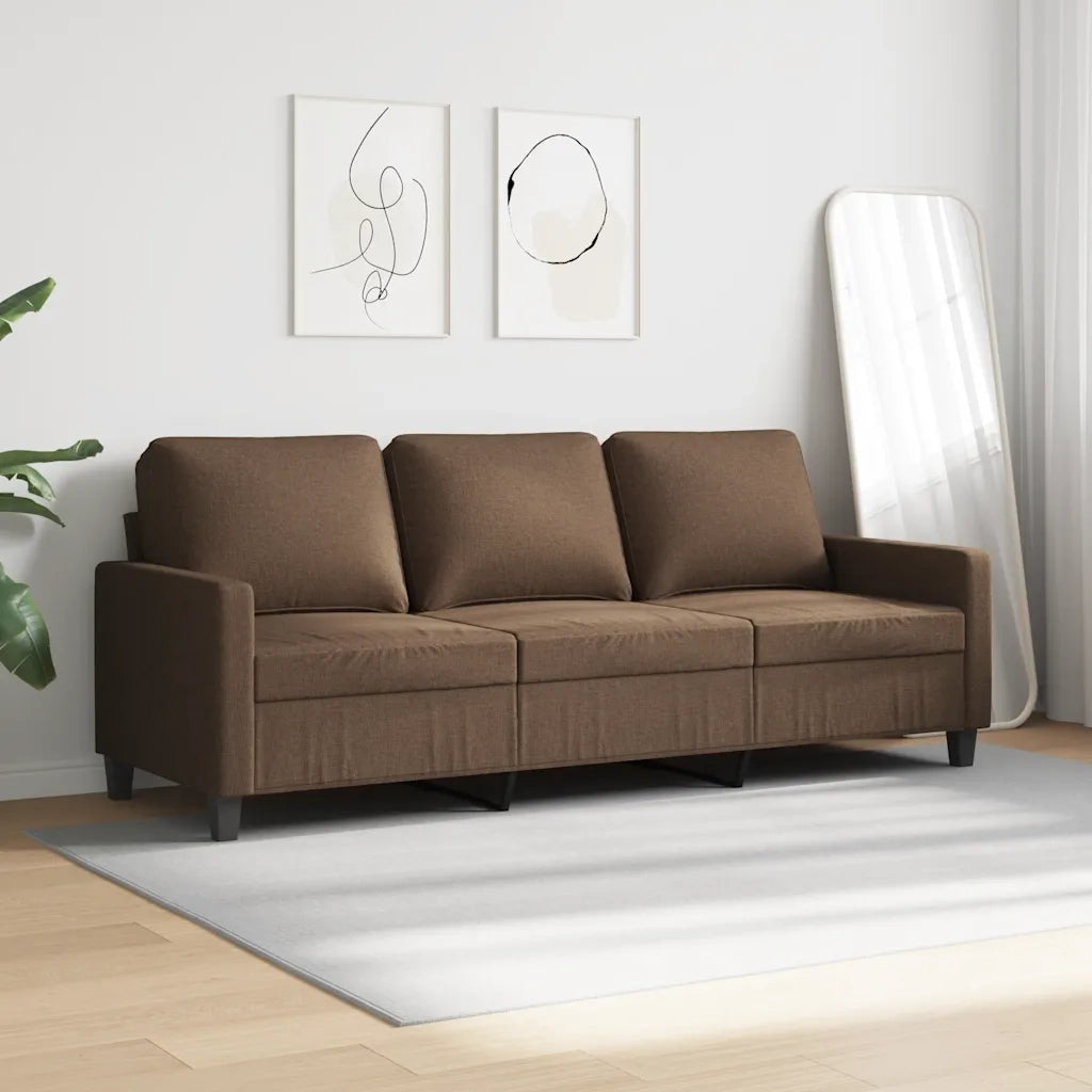 Divano a 3 Posti Marrone 180 cm in Tessuto