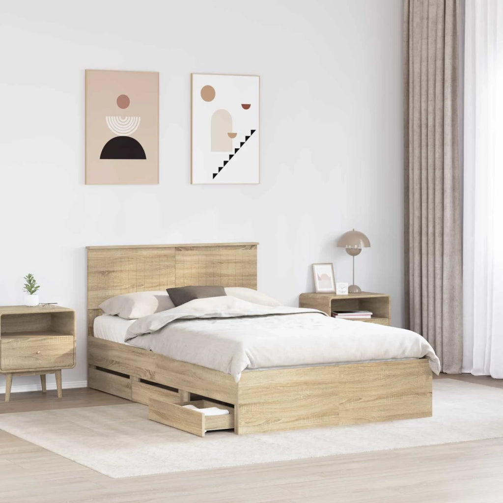 Struttura del letto con cassetto Rovere Sonoma 120 x 190 cm