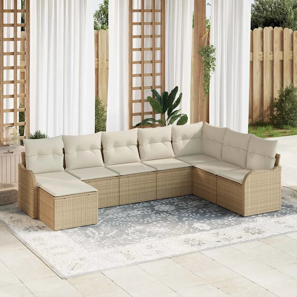 Set Divano da Giardino 8 pcs Beige polyrattan 3345821
