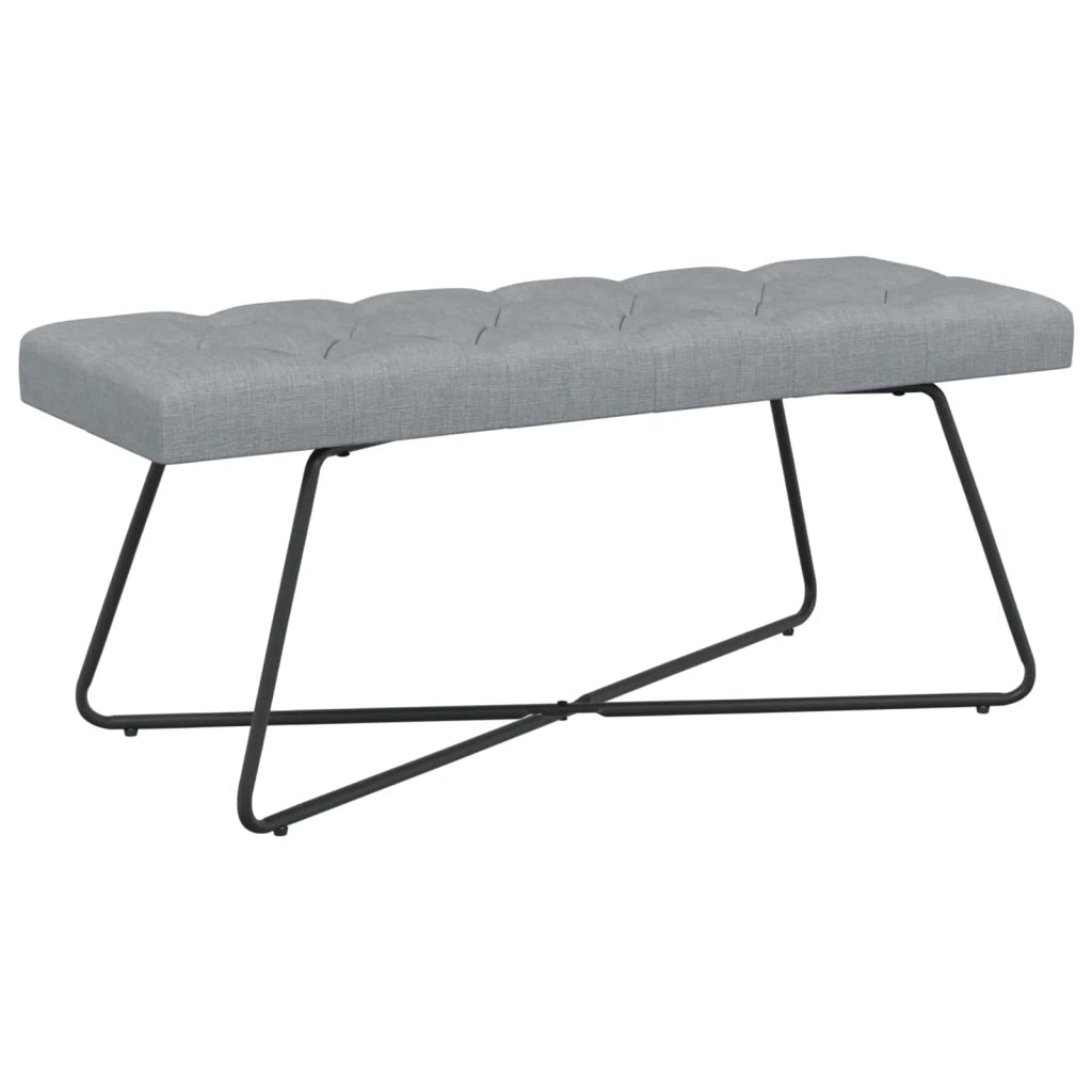 Panchina con bottoni imbottiti Grigio Chiaro 110 x 40 x 46 cm 42038371