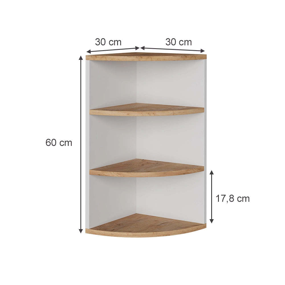 Vicco Scaffale ad angolo Rovere bianco/dorato 30 x 60 cm